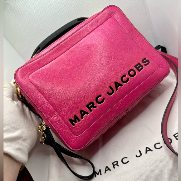 EUC Marc Jacobs Diva Pink Distressed Leather The Box 23 Crossbody Bag - Picture 4 of 17